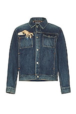 Undercover Hand Denim Jacket in Indigo, view 1, click to view large image.