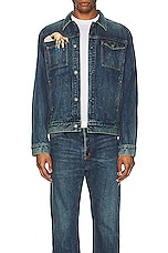 Undercover Hand Denim Jacket in Indigo, view 4, click to view large image.