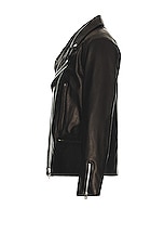Undercover Leather Double Rider Jacket in Black, view 3, click to view large image.