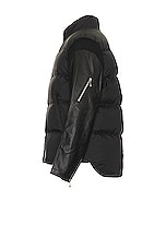 Undercover Leather Sleeve Puffer Blouson in Black, view 3, click to view large image.