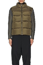 Undercover Leather Sleeve Puffer Blouson in Khaki, view 4, click to view large image.