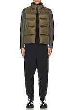Undercover Leather Sleeve Puffer Blouson in Khaki, view 5, click to view large image.