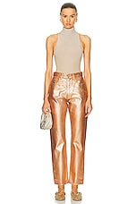 Ulla Johnson Agnes Straight Leg in Copper Foiled Wash, view 4, click to view large image.