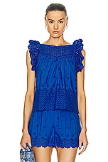 Ulla Johnson Leona Top in Cobalt, view 1, click to view large image.