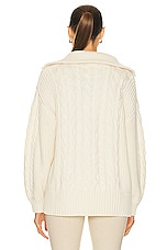 Varley Daria Half Zip Cable Knit Sweater in Winter White, view 3, click to view large image.