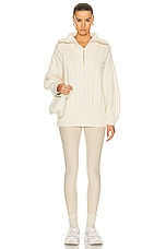 Varley Daria Half Zip Cable Knit Sweater in Winter White, view 4, click to view large image.