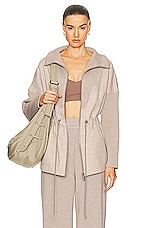 Varley Cotswold Longline Zip Through Sweater in Taupe Marl, view 1, click to view large image.