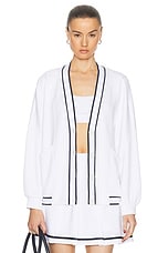 Varley Decker Off Court Cardigan in White, view 1, click to view large image.