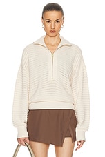Varley Tara Half Zip Knit Sweater in Whitecap Grey, view 1, click to view large image.
