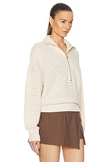 Varley Tara Half Zip Knit Sweater in Whitecap Grey, view 2, click to view large image.