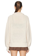 Varley Tara Half Zip Knit Sweater in Whitecap Grey, view 3, click to view large image.