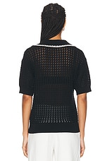 Varley Monte V Neck Knit Polo Top in Black, view 3, click to view large image.