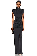 Victoria Beckham Ruched Gown in Black, view 1, click to view large image.