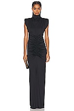 Victoria Beckham Ruched Gown in Black, view 2, click to view large image.