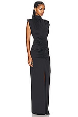 Victoria Beckham Ruched Gown in Black, view 3, click to view large image.