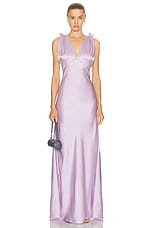 Victoria Beckham Gathered Shoulder Gown in Petunia, view 1, click to view large image.