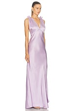 Victoria Beckham Gathered Shoulder Gown in Petunia, view 2, click to view large image.