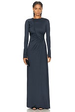 Victoria Beckham Ruched Gown in Midnight, view 1, click to view large image.