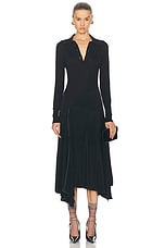 Victoria Beckham Henley Shirt Dress in Black, view 1, click to view large image.