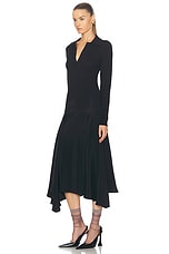 Victoria Beckham Henley Shirt Dress in Black, view 3, click to view large image.