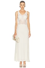 Victoria Beckham V-Neck Midi Dress in Ivory, view 1, click to view large image.