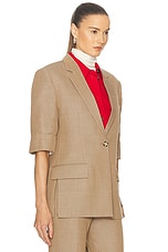 Victoria Beckham Short Sleeve Blazer in Tobacco, view 3, click to view large image.