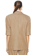 Victoria Beckham Short Sleeve Blazer in Tobacco, view 4, click to view large image.