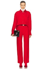 Victoria Beckham Tapered Leg Trouser in Carmine, view 5, click to view large image.