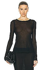 Victoria Beckham Long Sleeve Top in Black, view 1, click to view large image.