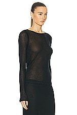 Victoria Beckham Long Sleeve Top in Black, view 2, click to view large image.