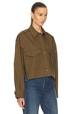 Victoria Beckham Cropped Shirt in Seaweed, view 2, click to view large image.