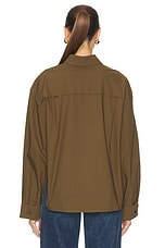 Victoria Beckham Cropped Shirt in Seaweed, view 3, click to view large image.
