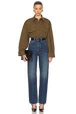 Victoria Beckham Cropped Shirt in Seaweed, view 4, click to view large image.