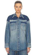 Victoria Beckham Oversized Denim Shirt in Broken Vintage Wash, view 2, click to view large image.