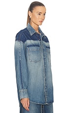 Victoria Beckham Oversized Denim Shirt in Broken Vintage Wash, view 3, click to view large image.