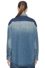 Victoria Beckham Oversized Denim Shirt in Broken Vintage Wash, view 4, click to view large image.