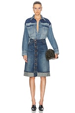 Victoria Beckham Oversized Denim Shirt in Broken Vintage Wash, view 5, click to view large image.