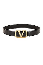 Valentino Garavani Valentino Garavani Buckle Belt in Black, view 2, click to view large image.