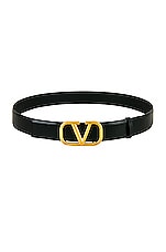 Valentino Garavani H.30 Buckle Belt in Black & Gold, view 1, click to view large image.