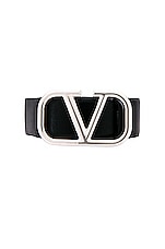 Valentino Garavani Valentino H.40 Buckle Belt in Nero, view 3, click to view large image.