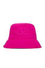 Valentino Garavani Valentino V Logo Signature Bucket Hat in Pink PP, view 1, click to view large image.