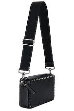 Valentino Garavani Rockstud Crossbody Bag in Black, view 3, click to view large image.