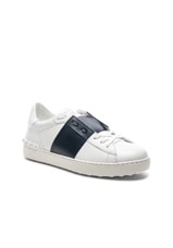 Valentino Garavani Leather Sneakers in Marine, view 1, click to view large image.