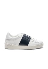 Valentino Garavani Leather Sneakers in Marine, view 2, click to view large image.