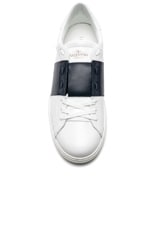 Valentino Garavani Leather Sneakers in Marine, view 4, click to view large image.