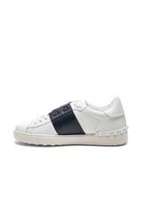 Valentino Garavani Leather Sneakers in Marine, view 5, click to view large image.