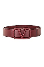 Valentino Garavani V Logo Signature 40 Belt in Cordovan Red, view 1, click to view large image.