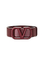 Valentino Garavani V Logo Signature 40 Belt in Cordovan Red, view 3, click to view large image.