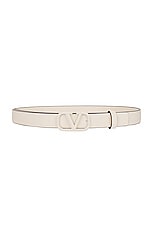 Valentino Garavani V Logo Signature Belt in Light Ivory, view 1, click to view large image.