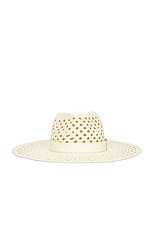 Valentino Garavani V Signature Large Brim Hat in Neutro & Ivory, view 1, click to view large image.